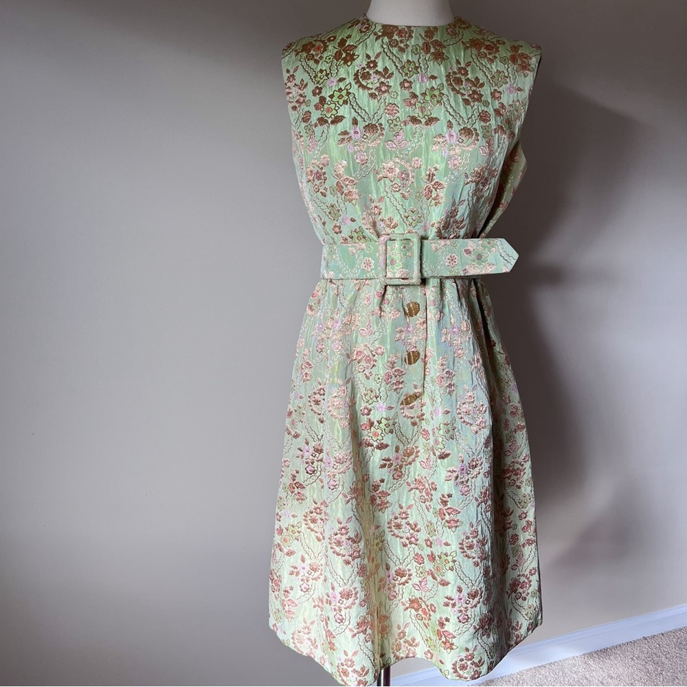 Vintage Mint Floral Tapestry Shift Dress
